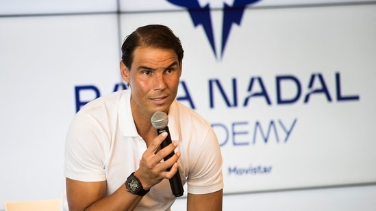 Spanish tennis player Rafael Nadal talks during a press conference in June 2023 (AFP)