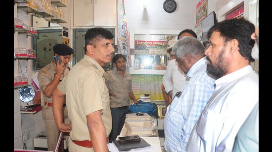 The incident took place around 3.20pm at ‘Suhag Jewellers’, which is owned by Rizwan Ahmad. During the incident, his son,15, and daughter, 17, were also present in the shop. (Sakib Ali/HT Photo)