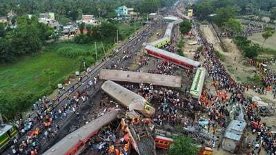 FILE PHOTO: A drone view shows derailed coaches after trains collided in Balasore district in the eastern state of Odisha, India, June 3, 2023. REUTERS/Stringer NO RESALES. NO ARCHIVES./File Photo (REUTERS) FILE PHOTO: A drone view shows derailed coaches after trains collided in Balasore district in the eastern state of Odisha, India, June 3, 2023. REUTERS/Stringer NO RESALES. NO ARCHIVES./File Photo (REUTERS)