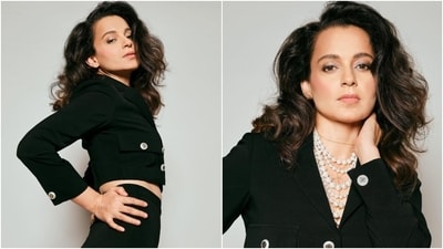 Kangana accessorised the ensemble with a layered pearl necklace, a dainty gold body chain, and embellished black pumps. Lastly, she chose side-parted open locks, shimmering smoky eye shadow, blush pink lips, mascara on the lashes, feathered brows, blushed cheeks, and a dewy base for the glam picks. Kangana accessorised the ensemble with a layered pearl necklace, a dainty gold body chain, and embellished black pumps. Lastly, she chose side-parted open locks, shimmering smoky eye shadow, blush pink lips, mascara on the lashes, feathered brows, blushed cheeks, and a dewy base for the glam picks. 