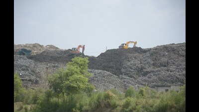 Officials estimate that to date, about 5-7 lakh tonnes of waste have been received, and approximately 70% of this waste has been processed so far. (Sakib Ali/HT Photo) Officials estimate that to date, about 5-7 lakh tonnes of waste have been received, and approximately 70% of this waste has been processed so far. (Sakib Ali/HT Photo)