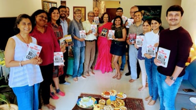 Roller Coaster author Tamal Bandyopadhyay (seventh from left) with your columnist (ninth from left) and other members of her book club (Courtesy: Sonya Dutta Choudhury) Roller Coaster author Tamal Bandyopadhyay (seventh from left) with your columnist (ninth from left) and other members of her book club (Courtesy: Sonya Dutta Choudhury)