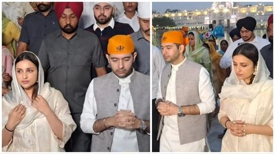 Parineeti Chopra and Raghav Chadha at Golden Temple in Amritsar. (Pallav Paliwal)