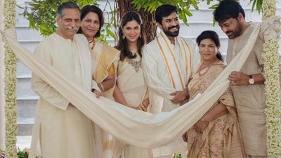 Ram Charan and Upasana with their parents and the newborn. Ram Charan and Upasana with their parents and the newborn.