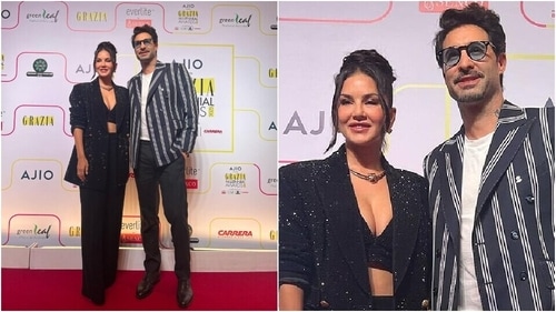 Sunny Leone with her husband, Daniel Webber, at an awards show. (HT Photo/Varinder Chawla) Sunny Leone with her husband, Daniel Webber, at an awards show. (HT Photo/Varinder Chawla)