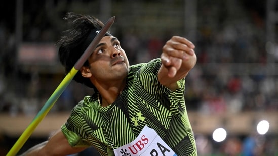 Neeraj Chopra in action during the Lausanne Diamond League (AFP)