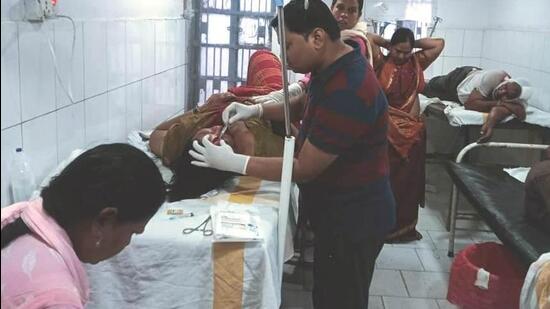 The injured persons were admitted to the sub-divisional hospital at Mohania (HT Photo)