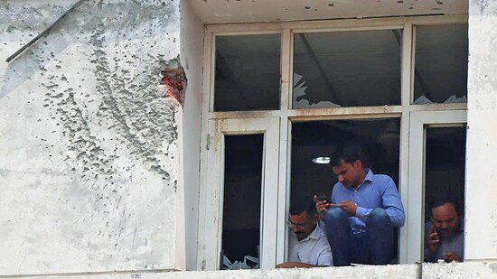 Windows are seen broken after a low-intensity blast at Sarhali Police Station in Tarn Taran on December 9, 2022. (ANI File)