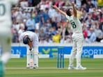 England's captain Ben Stokes, left, reacts after he is dismissed by Australia's Josh Hazlewood, right, during the fifth day of the second Ashes Test match between England and Australia England's captain Ben Stokes, left, reacts after he is dismissed by Australia's Josh Hazlewood, right, during the fifth day of the second Ashes Test match between England and Australia