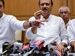 NCP leader and newly appointed Dy CM Ajit Pawar, NCP MP Praful Patel and NCP MLA and minsiter Chhagan Bhujbal addressing the media during press conference at Sahayadri Guest House, Malabar Hill on Sunday. (Anshuman Poyrekar/ Hindustan Times) NCP leader and newly appointed Dy CM Ajit Pawar, NCP MP Praful Patel and NCP MLA and minsiter Chhagan Bhujbal addressing the media during press conference at Sahayadri Guest House, Malabar Hill on Sunday. (Anshuman Poyrekar/ Hindustan Times)