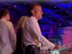 French Preisdent Emmanuel Macron seen attending Elton John's farewell concert in Paris on Wednesday.