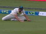 In the follow-through of Starc's catch, the ball seemed to be grazing the grass In the follow-through of Starc's catch, the ball seemed to be grazing the grass