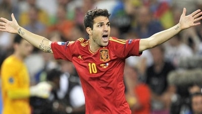 Cesc Fabregas reacts during Spain's Euro 2012 football championships quarter-final match against France in Donetsk. (AFP) Cesc Fabregas reacts during Spain's Euro 2012 football championships quarter-final match against France in Donetsk. (AFP)