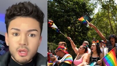 AJ Sanchez (L) took to social media to condemn the sleazy behaviour of several parade goers seen across the country during the recent Pride parades (_jtsanchez/TikTok, AP Photo/Eduardo Munoz Alvarez) AJ Sanchez (L) took to social media to condemn the sleazy behaviour of several parade goers seen across the country during the recent Pride parades (_jtsanchez/TikTok, AP Photo/Eduardo Munoz Alvarez)