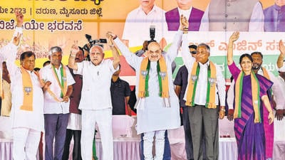 BS Yediyurappa left for New Delhi after being summoned by the party’s top leadership amid a delay in electing Leader of Opposition (PTI) BS Yediyurappa left for New Delhi after being summoned by the party’s top leadership amid a delay in electing Leader of Opposition (PTI)