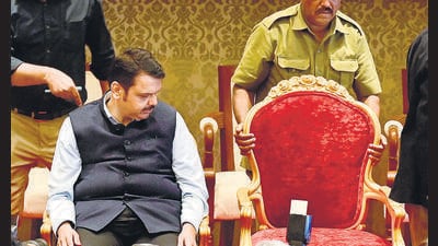 Devendra Fadnavis, deputy chief minister, appears pensive ahead of NCP Leader Ajit Pawar’s oath-taking ceremony as the Deputy Chief Minister in the BJP- Shivsena government at Raj Bhawan in Mumbai on Sunday. (Anshuman Poyrekar/ HT PHOTO) Devendra Fadnavis, deputy chief minister, appears pensive ahead of NCP Leader Ajit Pawar’s oath-taking ceremony as the Deputy Chief Minister in the BJP- Shivsena government at Raj Bhawan in Mumbai on Sunday. (Anshuman Poyrekar/ HT PHOTO)