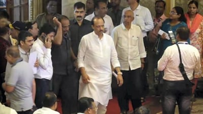 Nationalist Congress Party (NCP) leader Ajit Pawar on Sunday took oath as deputy chief minister of Maharashtra, joining the Shinde-led government. (PTI) Nationalist Congress Party (NCP) leader Ajit Pawar on Sunday took oath as deputy chief minister of Maharashtra, joining the Shinde-led government. (PTI)