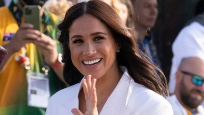 FILE - Meghan Markle, Duchess of Sussex, arrives at the Invictus Games venue in The Hague, Netherlands, Friday, April 15, 2022. Meghan will be in New York Tuesday, May 16, 2023, along with Black Voters Matter co-founder LaTosha Brown, to receive the Ms. Foundation’s Women of Vision Award, as the nation’s oldest women’s foundation marks its 50th anniversary. (AP) FILE - Meghan Markle, Duchess of Sussex, arrives at the Invictus Games venue in The Hague, Netherlands, Friday, April 15, 2022. Meghan will be in New York Tuesday, May 16, 2023, along with Black Voters Matter co-founder LaTosha Brown, to receive the Ms. Foundation’s Women of Vision Award, as the nation’s oldest women’s foundation marks its 50th anniversary. (AP)