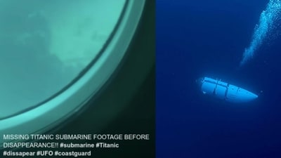 The reel, which appears to have been taken down now, was captioned, “MISSING TITANIC SUBMARINE FOOTAGE BEFORE DISAPPEARANCE!!" (Facebook screenshot, Photo by Handout / OceanGate Expeditions / AFP) The reel, which appears to have been taken down now, was captioned, “MISSING TITANIC SUBMARINE FOOTAGE BEFORE DISAPPEARANCE!!" (Facebook screenshot, Photo by Handout / OceanGate Expeditions / AFP)