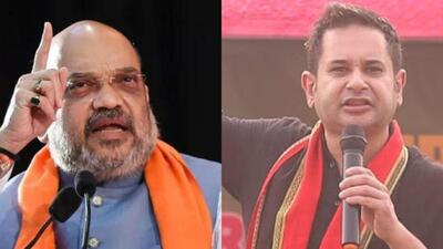 Union home minister Amit Shah (left) and Royal scion and Tripura’s opposition party TIPRA Motha chief Pradyot Kishore Debbarma (File Photo)