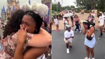 The image shows the man who proposed to his partner at Disneyland. (Screengrab) The image shows the man who proposed to his partner at Disneyland. (Screengrab)