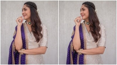 Mrunal gave us major ethnic fashion goals for the weekend as she picked up a stunning sharara set with vibrant colours.&nbsp; (Instagram/@mrunalthakur)
