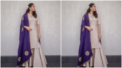 Mrunal's favourite part of her look was the gajra – a white flower garland – that she wore in her hair. "Gajra after almost a year," Mrunal captioned her pictures.&nbsp; (Instagram/@mrunalthakur)