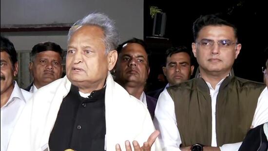 Rajasthan Chief Minister Ashok Gehlot and Congress leader Sachin Pilot (ANI)
