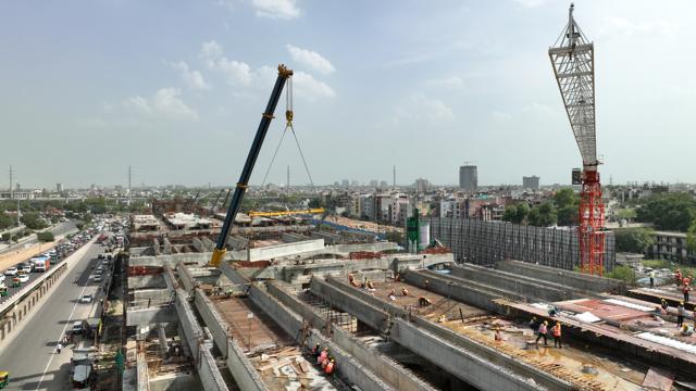 Work in progress at the Sarai Kale Khan station. (NCRTC)