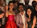 Kangana Ranaut celebrates the success of Tiku Weds Sheru with her team.