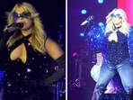 Bebe Rexha was seen in a blue safety eyewear for her show in Los Angeles on Friday night. Bebe Rexha was seen in a blue safety eyewear for her show in Los Angeles on Friday night.