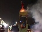 A screen grab of the video which surfaced online on social media on Saturday.