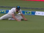 In the follow-through of Starc's catch, the ball seemed to be grazing the grass In the follow-through of Starc's catch, the ball seemed to be grazing the grass