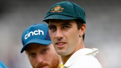 Australia skipper Pat Cummins and England's Ben Stokes after the second Ashes match (Reuters)