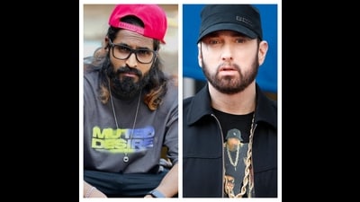 Emiway Bantai; (right) Eminem