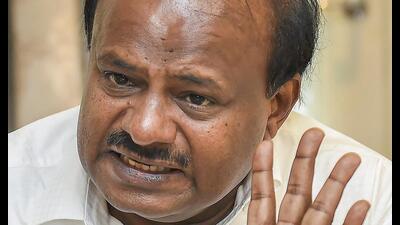 Kumaraswamy alleged that Tahsildar Ajit Rai who was suspended recently after the Lokayukta raid, had paid ₹3 crore to get a posting in the previous government (PTI) Kumaraswamy alleged that Tahsildar Ajit Rai who was suspended recently after the Lokayukta raid, had paid ₹3 crore to get a posting in the previous government (PTI)