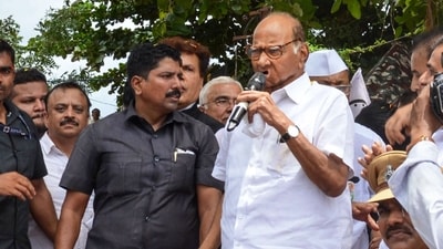 NCP chief Sharad Pawar addresses supporters after paying tribute to former Maharashtra chief minister Yashwantrao Chavan in Karad on Monday. (PTI) NCP chief Sharad Pawar addresses supporters after paying tribute to former Maharashtra chief minister Yashwantrao Chavan in Karad on Monday. (PTI)