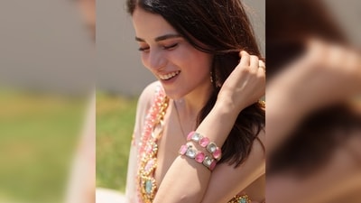 Radhika Madan's pastel lehenga had intricate embroidery and mirrorwork. As per the label, the set is worth <span class='webrupee'>₹</span>1,75,000. (Instagram/@radhikamadan) Radhika Madan's pastel lehenga had intricate embroidery and mirrorwork. As per the label, the set is worth <span class='webrupee'>₹</span>1,75,000. (Instagram/@radhikamadan)