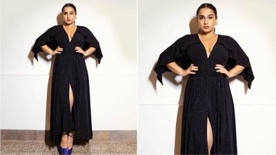 On Sunday, Vidya's fashion stylist surprised her fans by sharing a string of pictures of the actress on Instagram. In the post, Vidya can be seen striking seductive poses in a black dress. (Instagram/@who_wore_what_when) On Sunday, Vidya's fashion stylist surprised her fans by sharing a string of pictures of the actress on Instagram. In the post, Vidya can be seen striking seductive poses in a black dress. (Instagram/@who_wore_what_when)