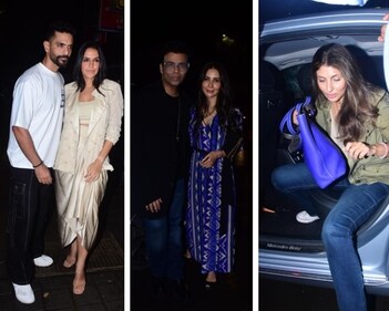 Angad Bedi, Neha Dhupia, Karan Johar, Kim Sharma and Shweta Bachchan arrive for the party. Angad Bedi, Neha Dhupia, Karan Johar, Kim Sharma and Shweta Bachchan arrive for the party.