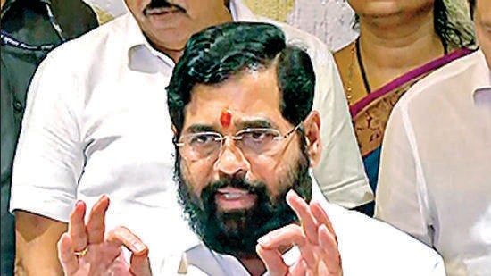 Maharashtra Chief Minister Eknath Shinde addresses a press conference, in Mumbai on Monday. (ANI Photo) (ANI)