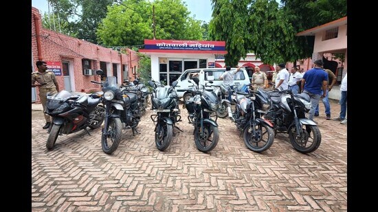 Two-wheelers recovered from the possession of gang members. (HT)