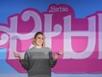 Director Greta Gerwig poses for the media prior to a news conference of the movie "Barbie." in Seoul, South Korea, Monday, July 3, 2023.