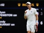 Britain's Andy Murray celebrates beating Britain's Ryan Peniston during their men's singles tennis match on the second day of the 2023 Wimbledon Championships Britain's Andy Murray celebrates beating Britain's Ryan Peniston during their men's singles tennis match on the second day of the 2023 Wimbledon Championships