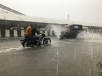Visual from Gurugram's Rajiv Chowk after rain caused waterlogging in several parts of the city. Visual from Gurugram's Rajiv Chowk after rain caused waterlogging in several parts of the city.