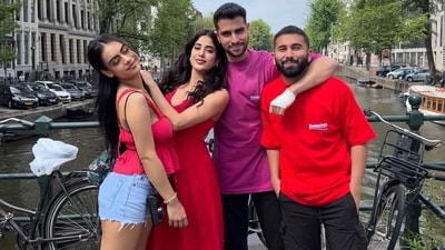 Nysa Devgan and Janhvi Kapoor with Orhan Awatramani in Amsterdam.