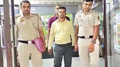 One of the two arrested employees of the showroom. (HT Photo) One of the two arrested employees of the showroom. (HT Photo)