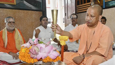 In Gorakhpur, Uttar Pradesh Chief Minister Yogi Adityanath offered prayers at Gorakhnath temple. (PTI) In Gorakhpur, Uttar Pradesh Chief Minister Yogi Adityanath offered prayers at Gorakhnath temple. (PTI)