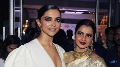 Deepika Padukone and Rekha attend an awards event in 2018 in Mumbai. (File Photo: AFP) Deepika Padukone and Rekha attend an awards event in 2018 in Mumbai. (File Photo: AFP)
