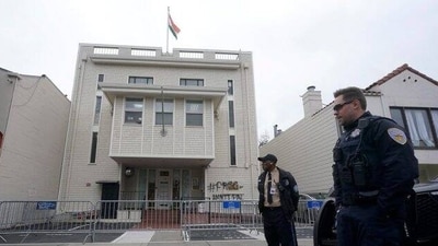 A security guard and San Francisco Police Officer stand in front of the entrance to the Consulate General of India in San Francisco. (AP file) A security guard and San Francisco Police Officer stand in front of the entrance to the Consulate General of India in San Francisco. (AP file)